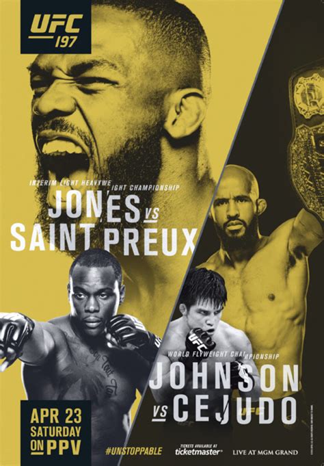 ufc 197 fight card|UFC 197: Jones vs. Saint Preux Results, Fight Card and News.